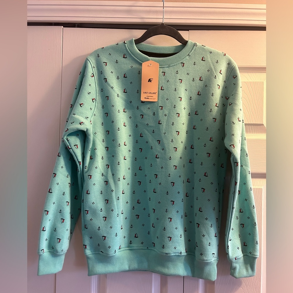 Fort Collins Green Nautical Sweatshirt Boys Size 36 (15-16yrs) Super Soft NWT